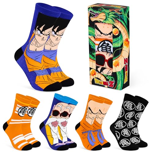 Dragon Ball Z Mens Socks Pack of 5 Crew Socks for Men Teenagers Soft Breathable Work Sports Casual Size 8-13 Anime Gifts - Image 1
