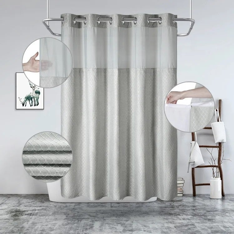 Y&D Novelty Jacquard Weave Waterproof Polyester Ecofriendly Shower Curtains with Seamless - Image 2