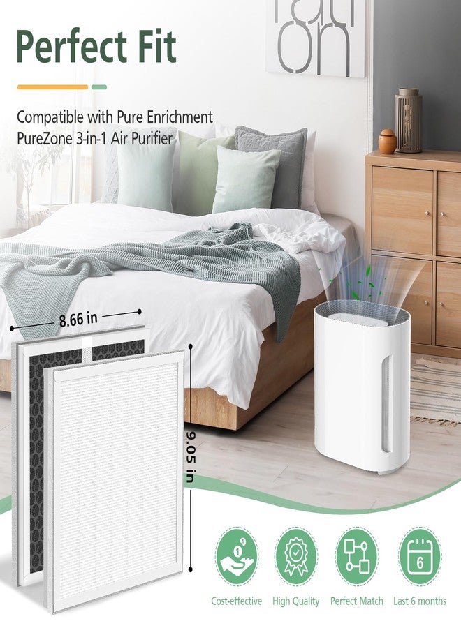 isinlive 4 Pack 3-in-1 HEPA Replacement Filter Compatible with Pure Enrichment PureZone Air Purifier Part No. PEAIRPLG - Image 2