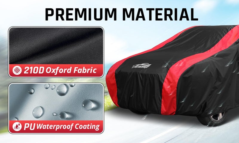 AltoCover SUV Cover Waterproof All Weather Protection with Red Stripe Design, Car Cover Universal Fit Ford Explorer, Toyota Highlander, Honda Pilot, Dodge Durango, BMW X5 X6, Lexus RX350 - Image 2