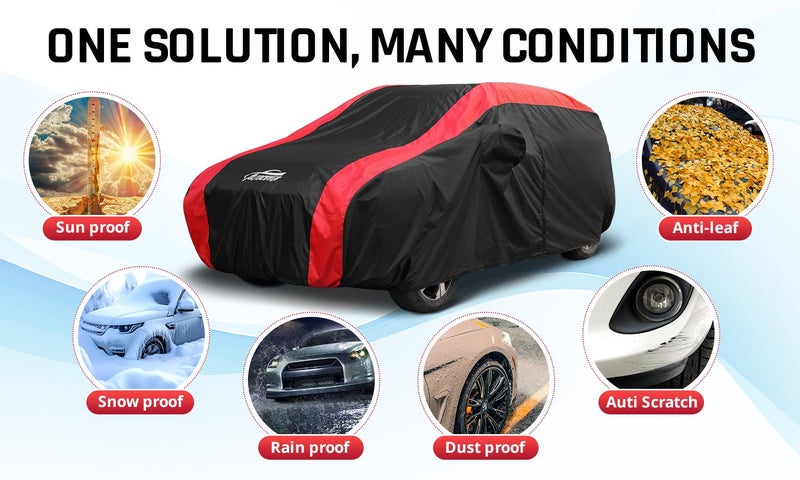 AltoCover SUV Cover Waterproof All Weather Protection with Red Stripe Design, Car Cover Universal Fit Ford Explorer, Toyota Highlander, Honda Pilot, Dodge Durango, BMW X5 X6, Lexus RX350 - Image 5