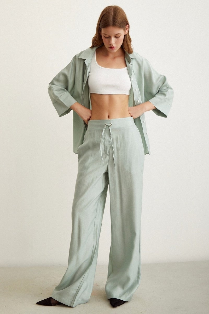 Never More Elastic Waist Trousers Mint - Image 4
