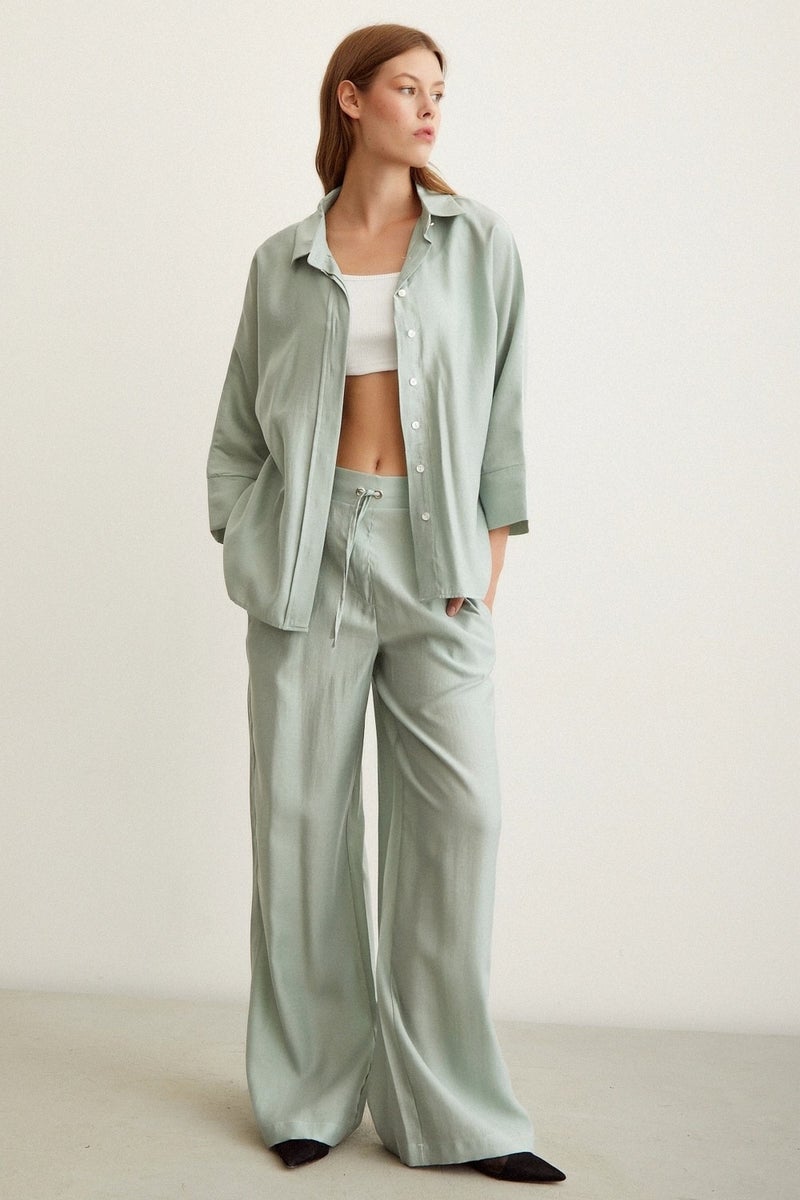 Never More Elastic Waist Trousers Mint - Image 2