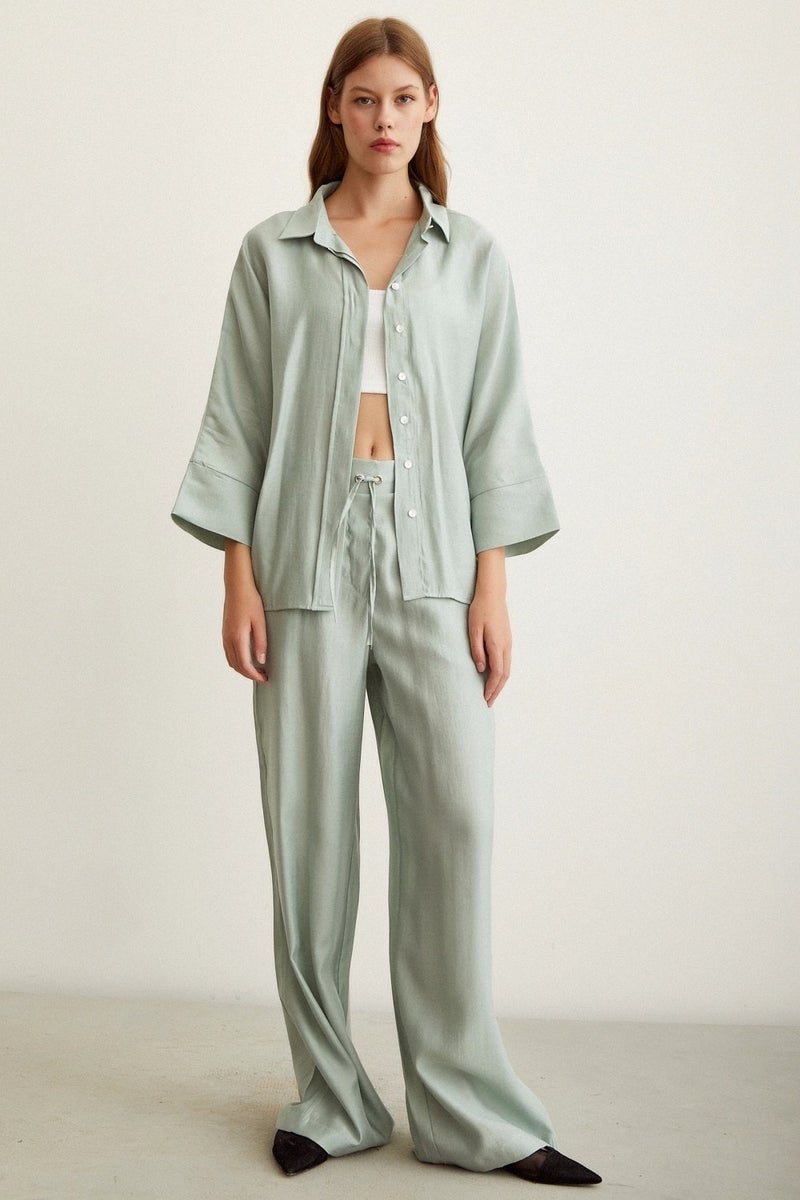 Never More Elastic Waist Trousers Mint - Image 5