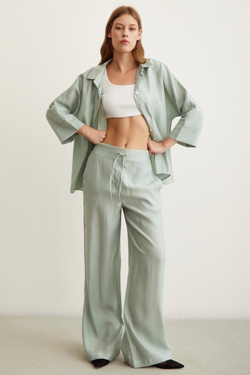 Never More Elastic Waist Trousers Mint - Image 3