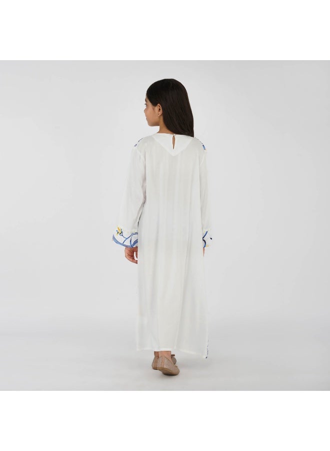 LINELLE جلابية أطفال مطبوعة - ياقة مربعة - Image 2