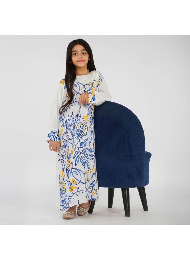 LINELLE جلابية أطفال مطبوعة - ياقة مربعة - Image 1