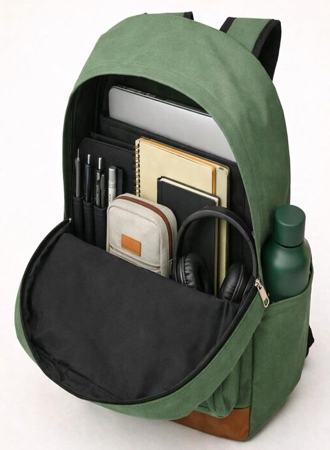 TRAILKICKER Green School Backpack, 17 Inch Laptop Backpack for College, Work & Travel, Lightweight Water-Resistant 25L Bookbag with Side Pockets - Image 4