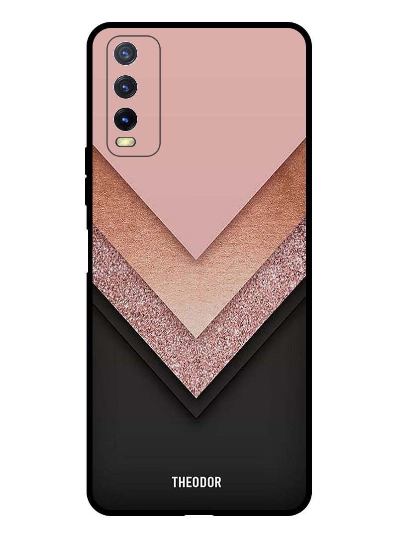 Theodor Protective Case Anti ScratchShockproof Cover For VIVO Y20S 5G Black Golden & Pink - Image 1