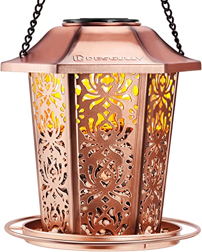 DesGully Solar Bird Feeders for Outdoors Hanging - Premium Grade Metal Bird Feeder, Chew-Proof, Weather and Water Resistant Wild Bird feeders, Outside and Garden Decoration-New - Image 1