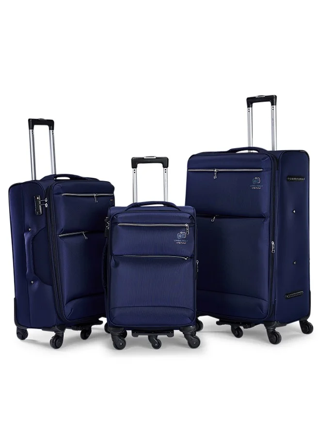 Limra Premium 3-Piece Blue Fabric Luggage Set with Practical Lightweight Travel Design