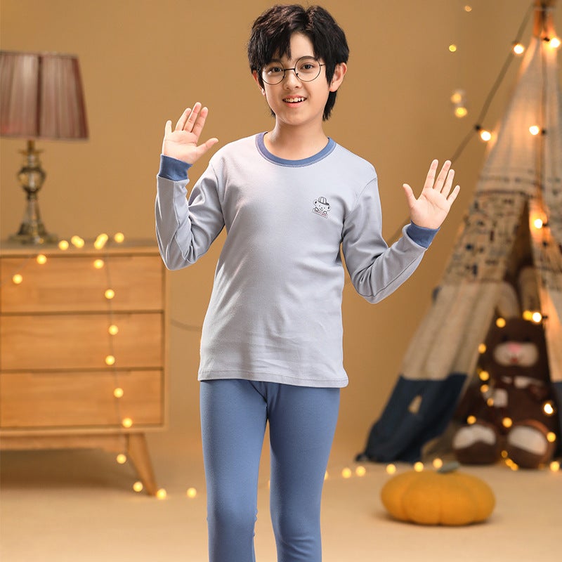 Children'S Cotton Underwear Suit Children'S Autumn Clothes Long Pants Boys And Girls Pajamas Warm Cotton Sweater Home Wear - Image 1