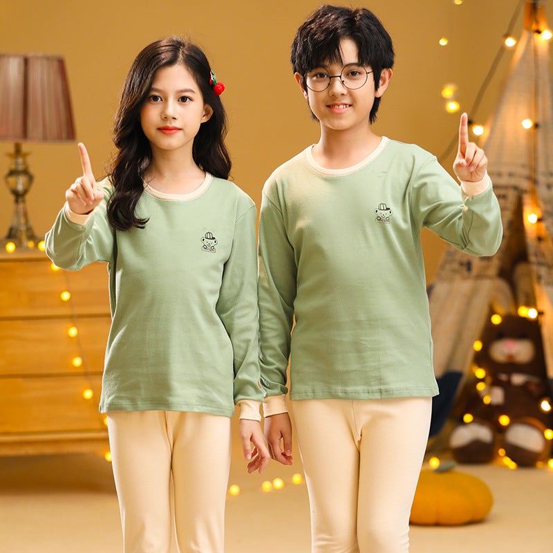Children'S Cotton Underwear Suit Children'S Autumn Clothes Long Pants Boys And Girls Pajamas Warm Cotton Sweater Home Wear - Image 3