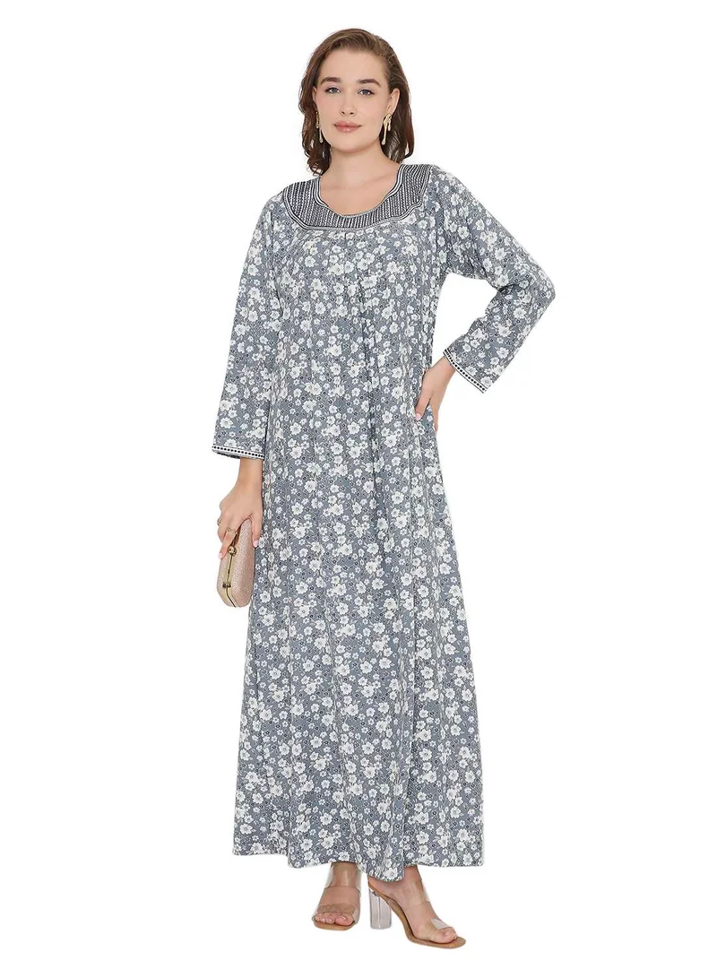 HANA & SARA LONG SLEEVE STYLISH PRINTED LONG ARABIC FARASHA KAFTAN JALABIYA DRESSES
