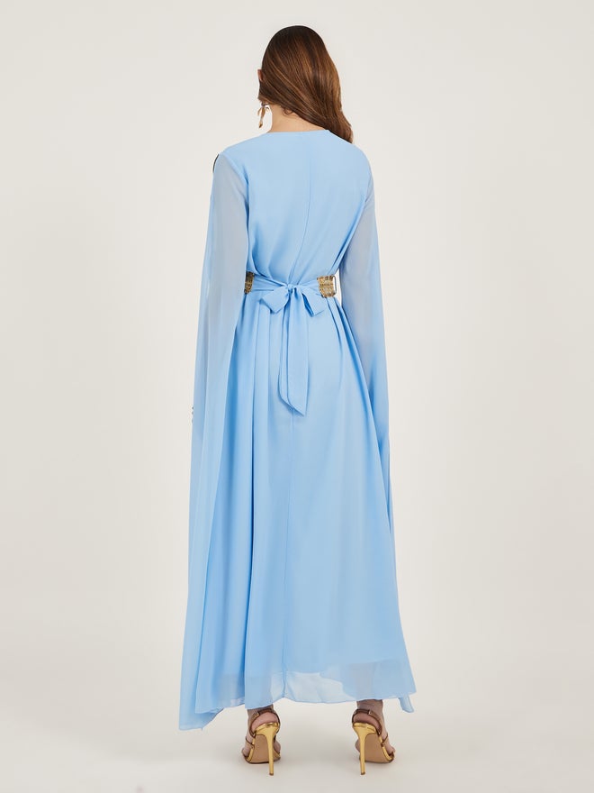 Styli Amirah Lace Trim Slit Sleeves V Neck Kaftan  - Image 5