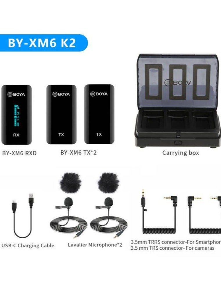 BOYA Boya BY-XM6 Wireless Microphone System 2.4GHz - 1x Receiver 2x Transmitter with Charging Case - Image 2