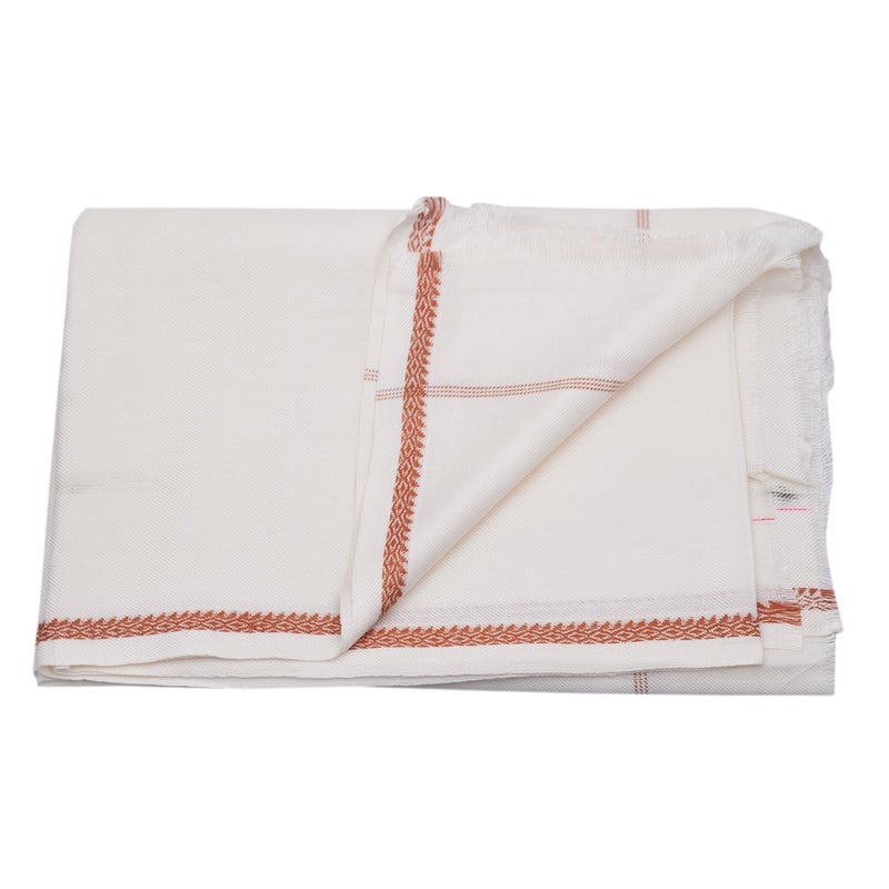 nic منشفة نيك إيثنيك أليفي بهاغالبوري المنسوجة يدويًا (بيضاء، كبيرة) - Image 2