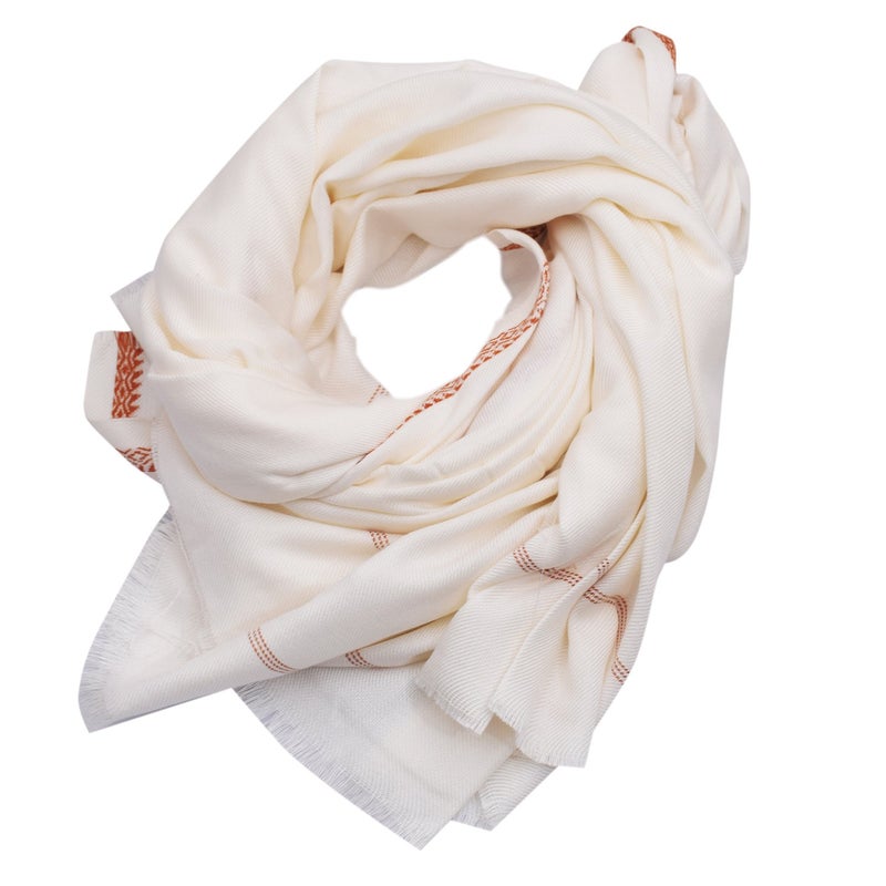 nic منشفة نيك إيثنيك أليفي بهاغالبوري المنسوجة يدويًا (بيضاء، كبيرة) - Image 1