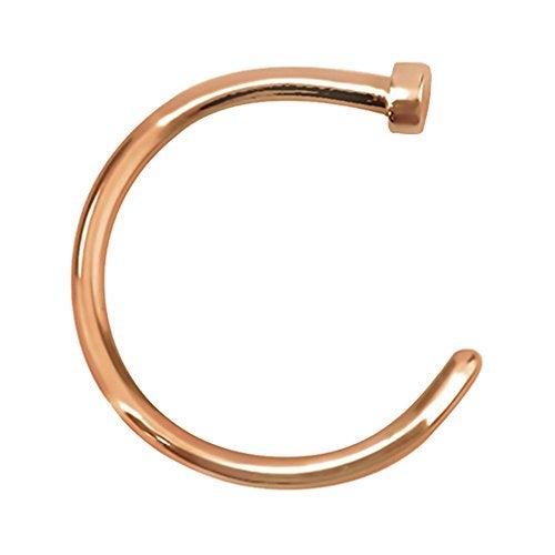 FIFTH CUE 18GA Rose Gold Flat Disc Nose Hoop 316L Surgical Steel Ring - Image 1