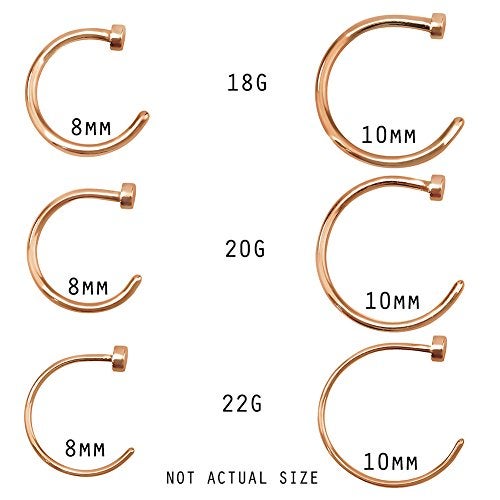 FIFTH CUE 18GA Rose Gold Flat Disc Nose Hoop 316L Surgical Steel Ring - Image 3