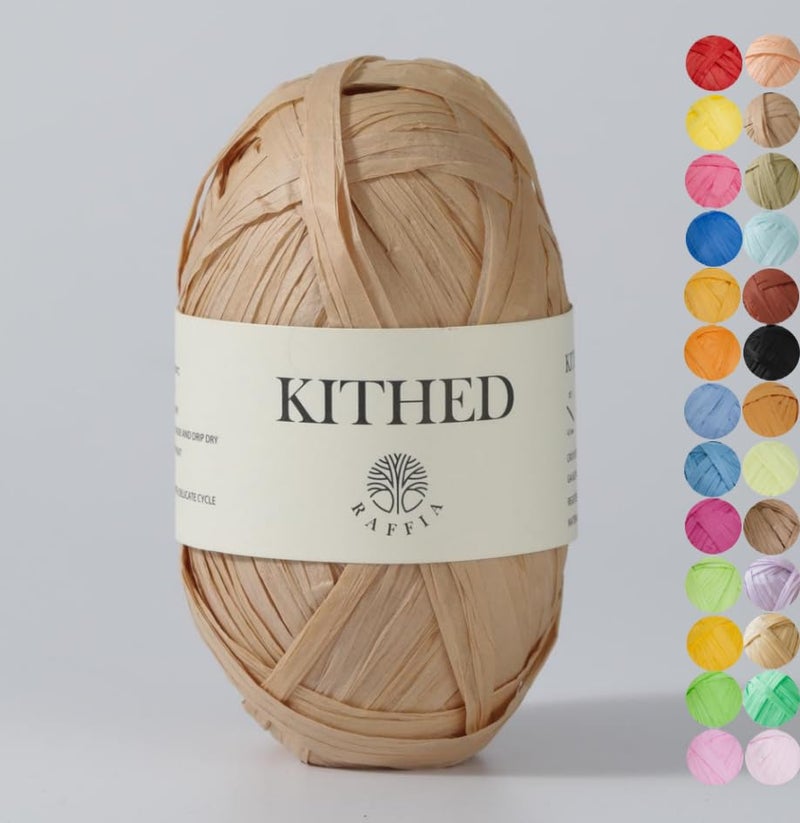 Raffia Yarn Soft Raffia Yarn for Crochet328ftSmooth Raffia for Hand Knitting Summer Hats and Bags 03 Cream Brown