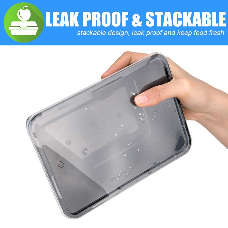 Oranlife Oranlife Food Containers  50 Pack Disposable Meal Storage Lunch Containers Plastic Insulated Reusable&Microwavable Bento Boxes with Lids for Dishwasher/Freezer Safe BPA FREE (750 ML/ 26 OZ)  - Image 3