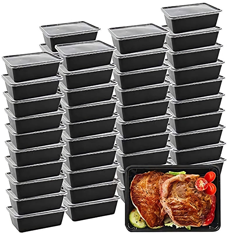 Oranlife Oranlife Food Containers  50 Pack Disposable Meal Storage Lunch Containers Plastic Insulated Reusable&Microwavable Bento Boxes with Lids for Dishwasher/Freezer Safe BPA FREE (750 ML/ 26 OZ)  - Image 1