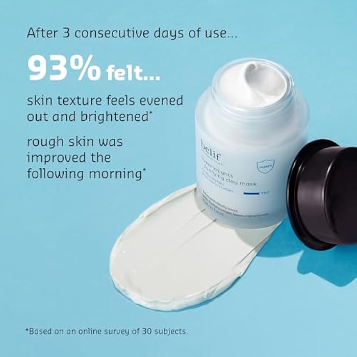 belif Super Knights Purifying Clay Mask, Hyaluronic Acid & Glycerin, Hydrating Wash Off Clay Face Mask, Pore Cleansing & Care, Targets Dryness, Oiliness & Uneven Texture, Korean Skin Care - Image 3
