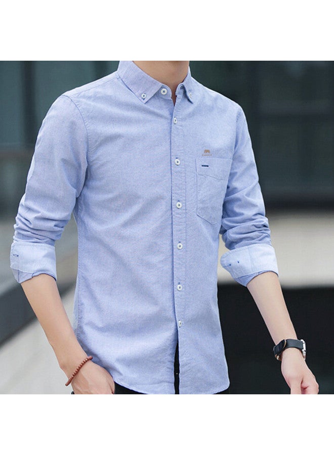 Fomoce spring Men's Solid Color Casual Slim-fit Soft Comfortable Breathable Long Sleeve Shirt - Image 5