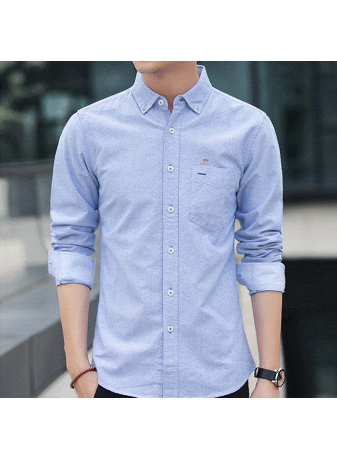 Fomoce spring Men's Solid Color Casual Slim-fit Soft Comfortable Breathable Long Sleeve Shirt - Image 4