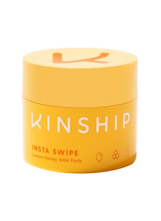 Kinship Insta Swipe Aha Exfoliating Pads Lemon Honey Glycolic Acid Face Exfoliant Brighten Smooth + Clear Clogged Pores Resurfacing Treatment Facial Wipes Tone Blemish Prone Skin (45 Count)  - Image 1