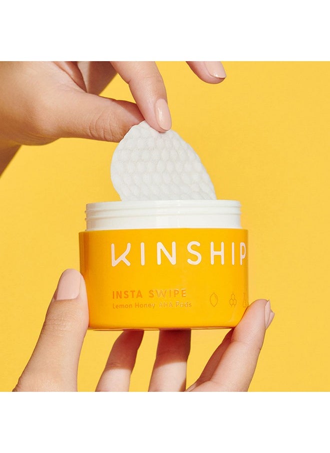 Kinship Insta Swipe Aha Exfoliating Pads Lemon Honey Glycolic Acid Face Exfoliant Brighten Smooth + Clear Clogged Pores Resurfacing Treatment Facial Wipes Tone Blemish Prone Skin (45 Count)  - Image 4