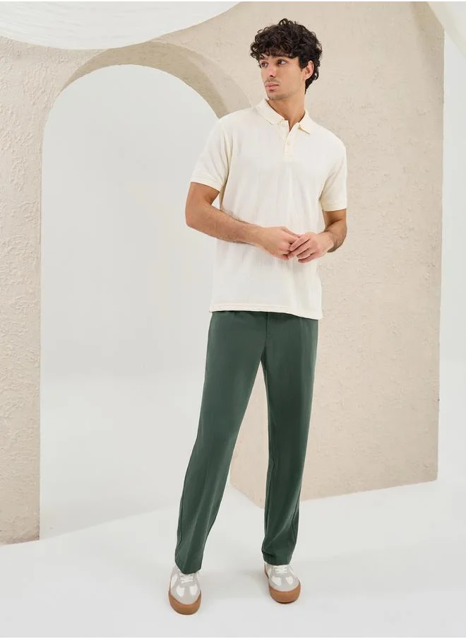 Styli Solid Linen Blend Relaxed Fit Pants