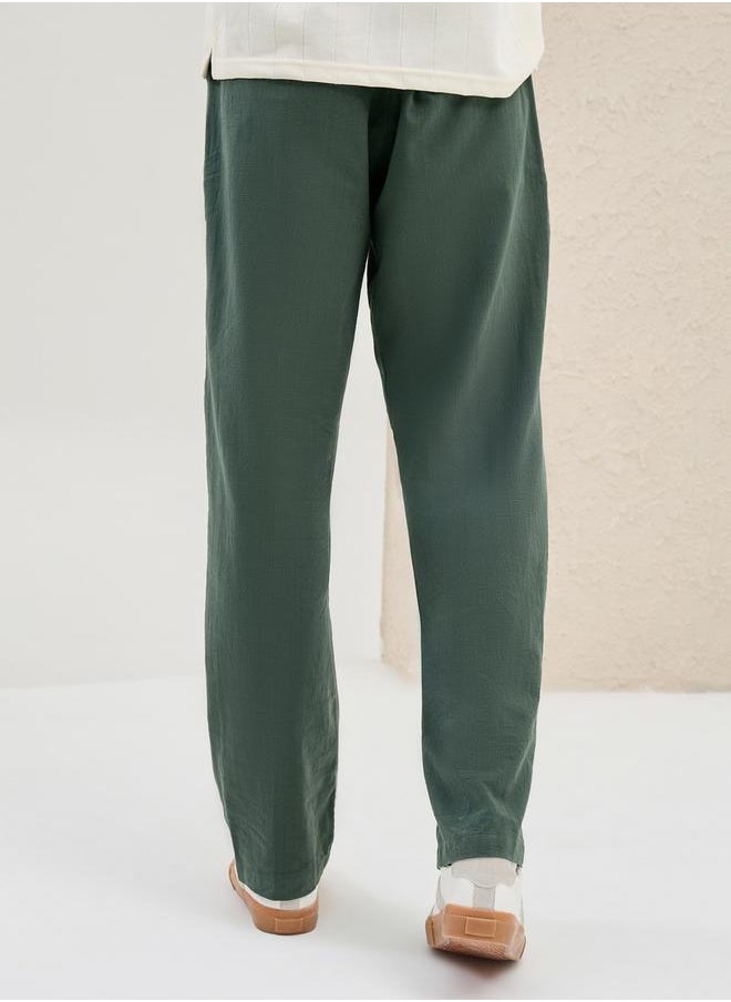 Styli Solid Linen Blend Relaxed Fit Pants  - Image 5
