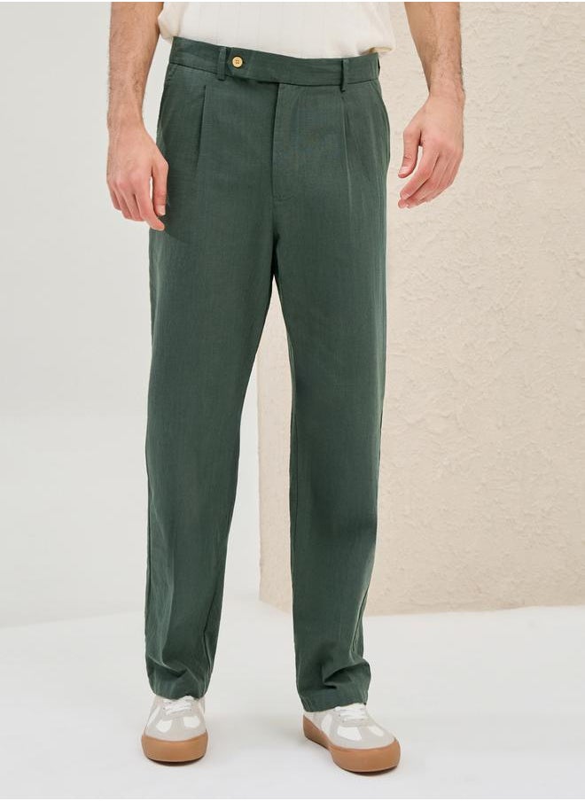 Styli Solid Linen Blend Relaxed Fit Pants  - Image 4