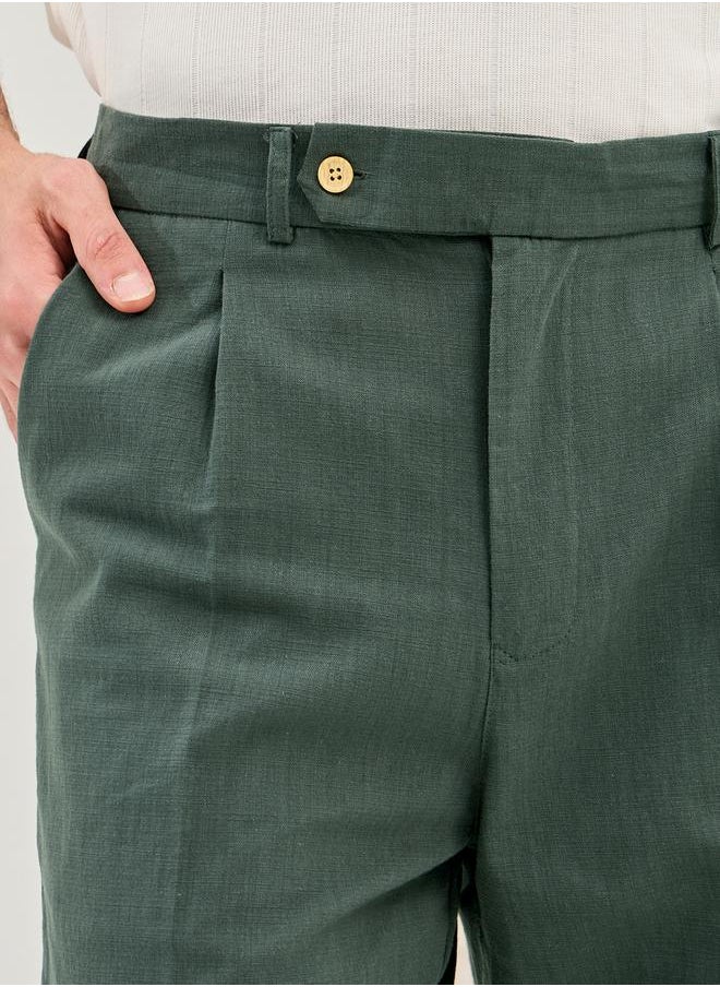 Styli Solid Linen Blend Relaxed Fit Pants  - Image 3