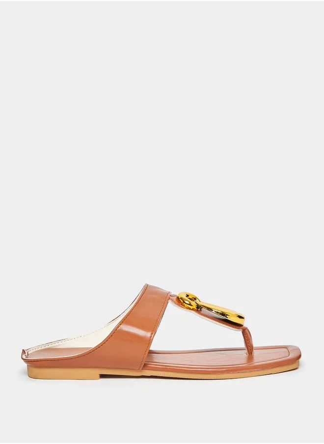 ستايلي Metal Trim Thong Flat Sandals
