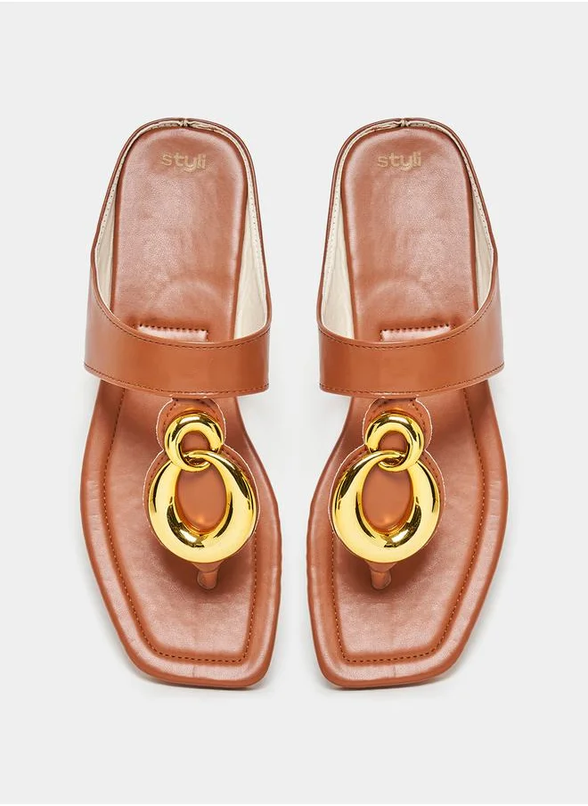 ستايلي Metal Trim Thong Flat Sandals