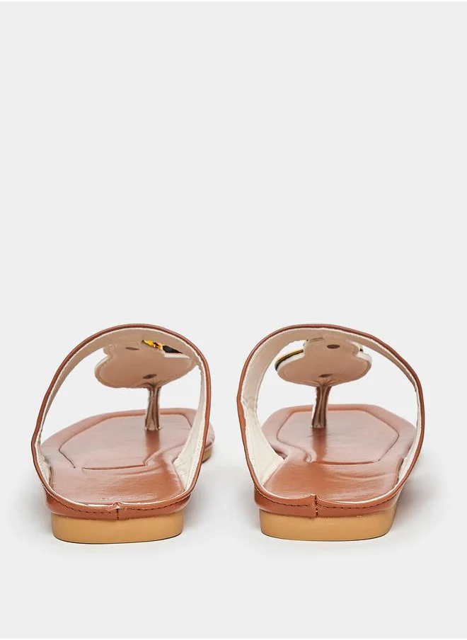 ستايلي Metal Trim Thong Flat Sandals