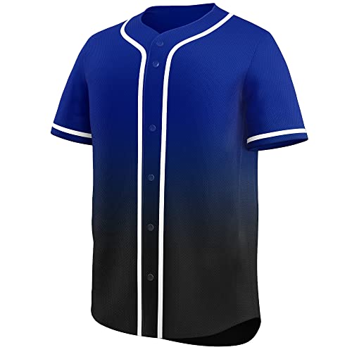 KXK Plain Men Gradient Baseball Jersey Button Down Shirts Short Sleeve Fashion Hip Hop Sports Uniform - Image 2