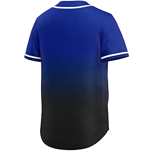 KXK Plain Men Gradient Baseball Jersey Button Down Shirts Short Sleeve Fashion Hip Hop Sports Uniform - Image 3