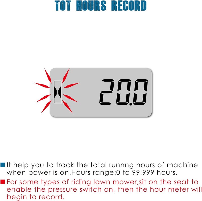 Runleader Digital Hours Counter,AC/DC 5V to 277V for Garden Tractor Generator Scooter Club Car Forklift Leaf Trimmer etc. - Image 3