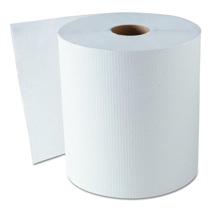 Hardwound Roll Towels - White, 8-Inch x 800 ft, 6 Rolls/Carton
