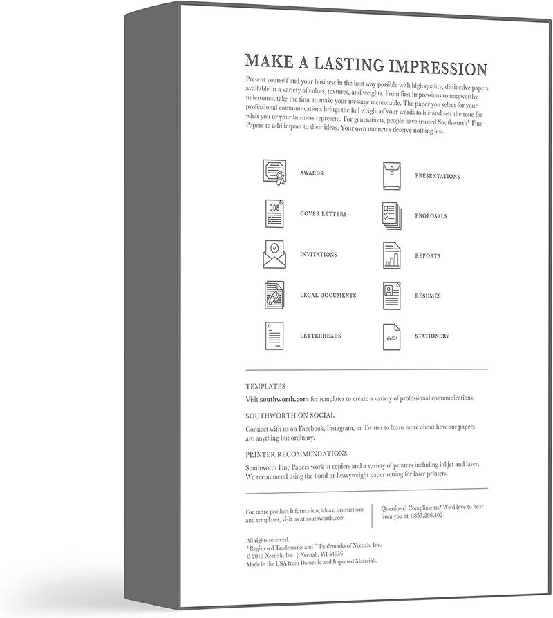 HON Southworth 25% Cotton Business Paper, 8.5 x 11", 24 lb/90 gsm, Linen Finish, White, 500 Sheets - Packaging May Vary (554C) - Image 3