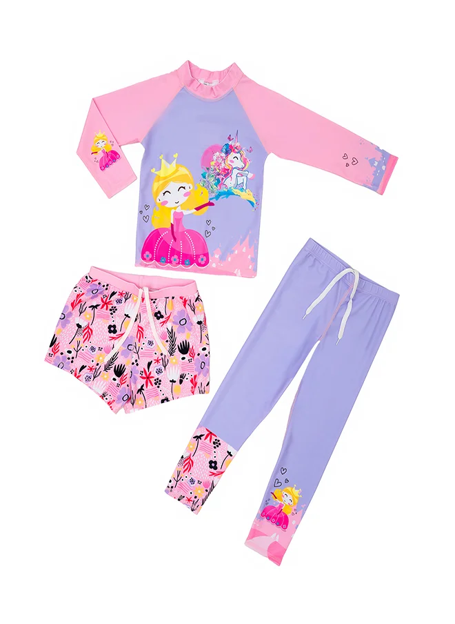 بيبي كلو 3-Piece Princess Print Swimwear Set for Girls