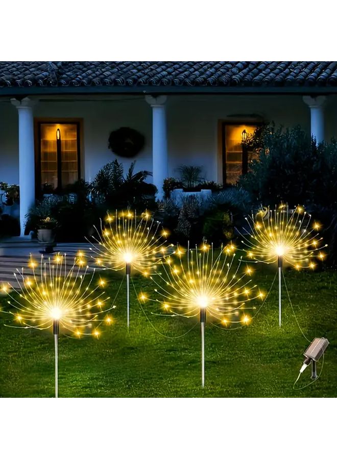 8 قطع أضواء حديقة شمسية على شكل ألعاب نارية 480 مصباح LED انفجار نجمي ديكور خارجي أبيض دافئ - Image 4
