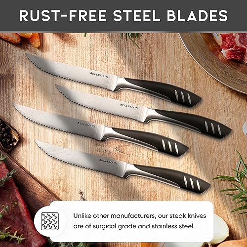 Bellemain Premium Steak Knives Set of 4, Kitchen Knife Sets with Steel Blades for Precise Cutting, Lightweight Steak Knife Set Stainless Steel & Durable, Serrated Steak Knives Dishwasher Safe - Image 5