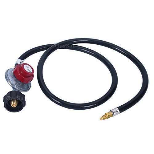 GasSaf High Pressure Propane Regulator Adjustable 0-5PSI Connector with CSA Certified 4FT LPG Hose for Turkey Fryer, Outdoor Cooker, Burner and More - Image 1