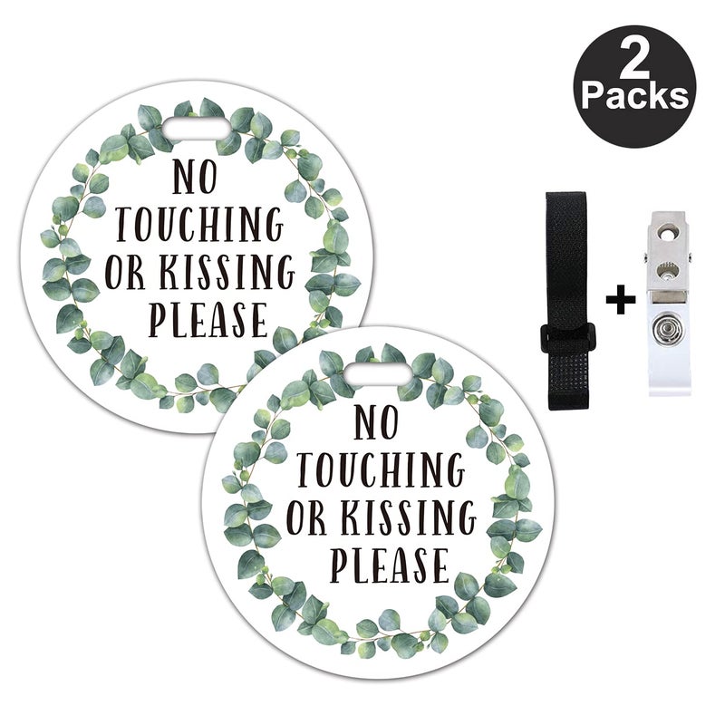 None/Brand Do Not Touch Baby Signs-Stroller Tag, 2 Pack Greenery No Touching or Kissing Baby Sign, Stop No Touching Baby Car Seat Sign or Stroller Tag for Newborn Baby (5 Inches) - Image 4