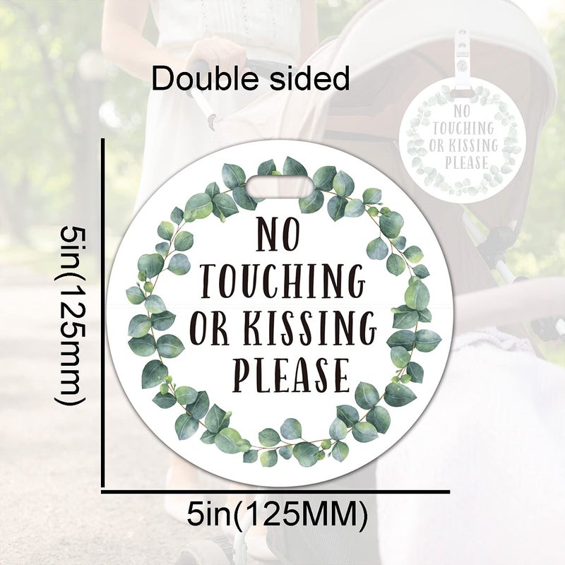 None/Brand Do Not Touch Baby Signs-Stroller Tag, 2 Pack Greenery No Touching or Kissing Baby Sign, Stop No Touching Baby Car Seat Sign or Stroller Tag for Newborn Baby (5 Inches) - Image 3